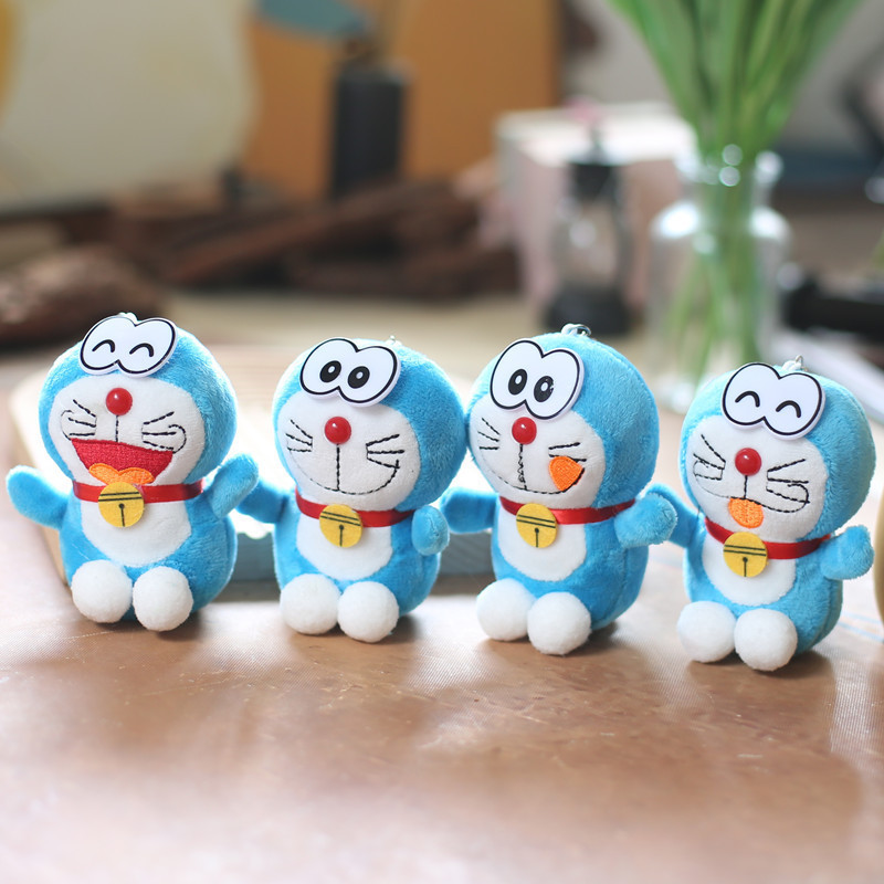 Car Key Backpack Pendant Key Chains Soft Plush 3D Doll Cute Cartoon Doraemon Key Chain Promotional Gift Custom Plushies Keychain