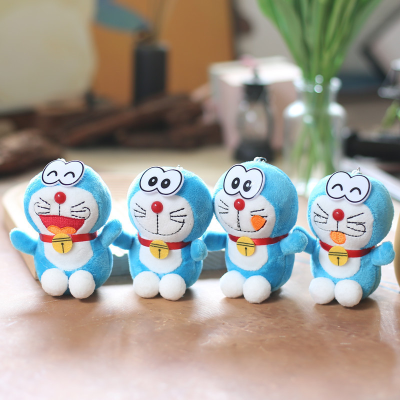 Car Key Backpack Pendant Key Chains Soft Plush 3D Doll Cute Cartoon Doraemon Key Chain Promotional Gift Custom Plushies Keychain