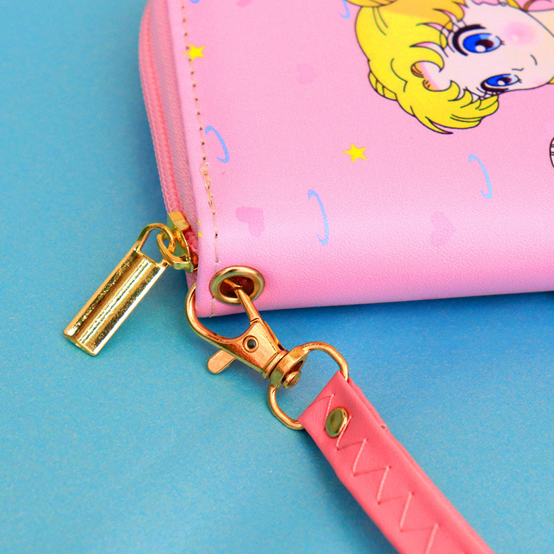 Lovely Cartoon Sailor Moon Pu Leather Wallet Phone Bag High-Quality Kid Girl Gift Portable Card Wholesale Coin Zipper Purse