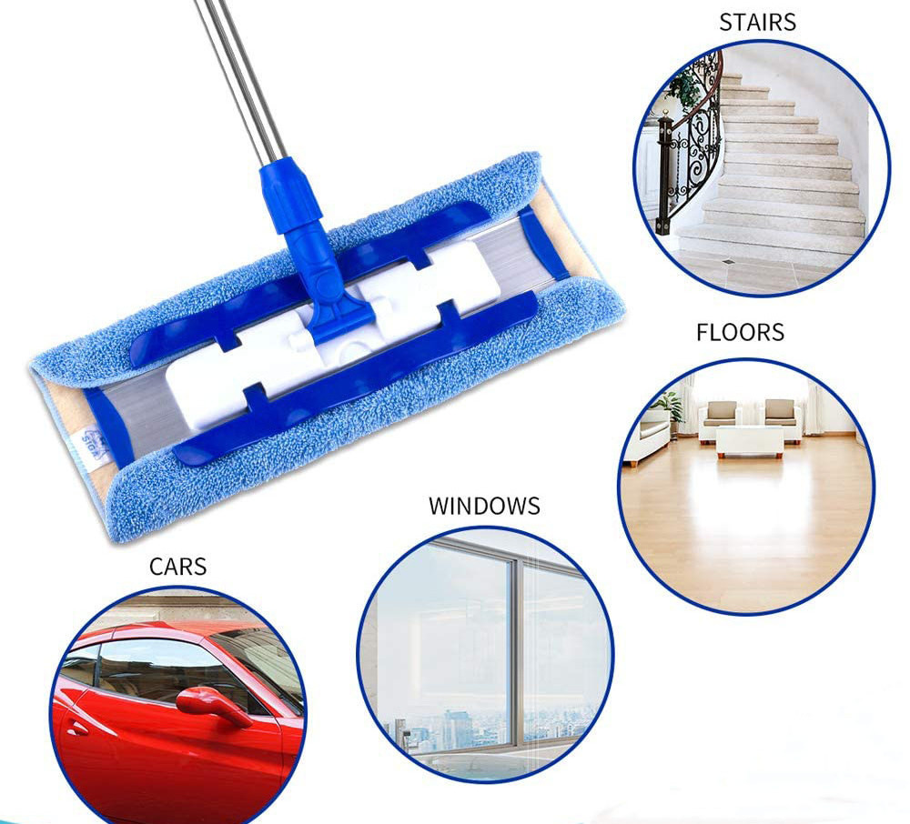 stainless steel handle mop 3 reusable mop pad 1 duster microfiber clean mop