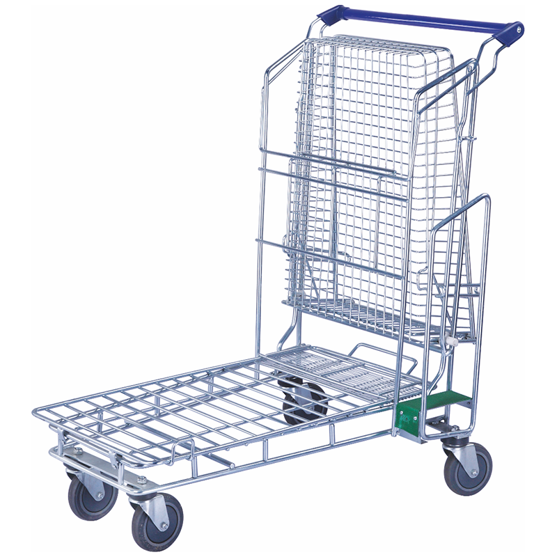 high quality cargo storage nesting supermarket material handling steel mesh trolley