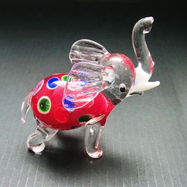 Hand blown made glass elephant glass figurine