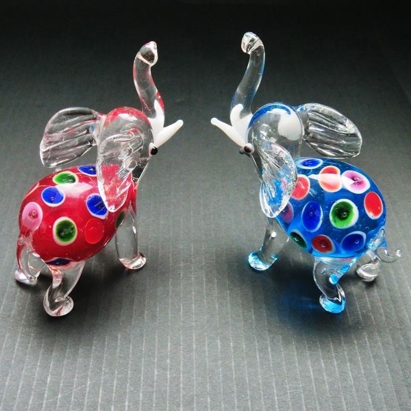 Hand blown made glass elephant glass figurine