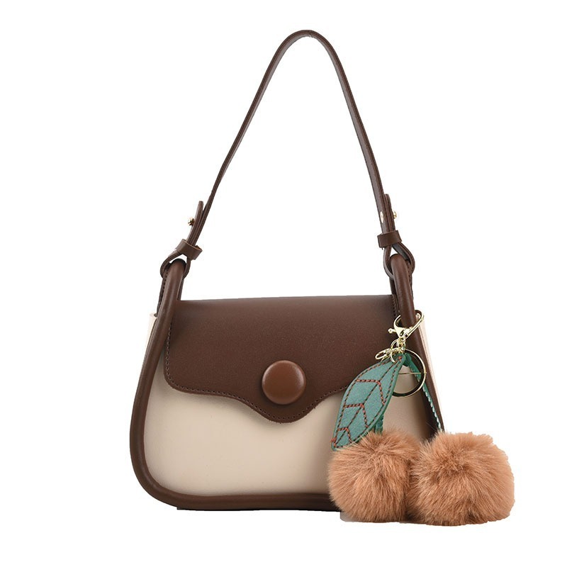 2024 Wholesale fashion mini handbag high quality women's PU leather shoulder bag with cute plush ball