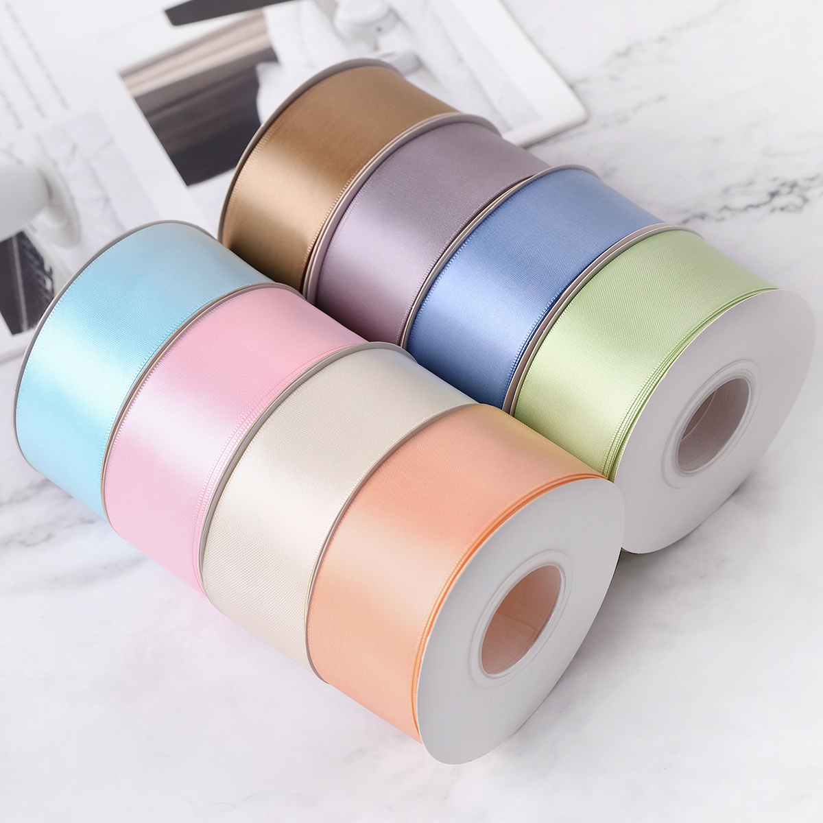 1.5 inch 3. 8 cm width satin ribbon roll Valentine's Day flower Gift Wrapping 4cm Plain Double Face Satin Pink Wired ribbon