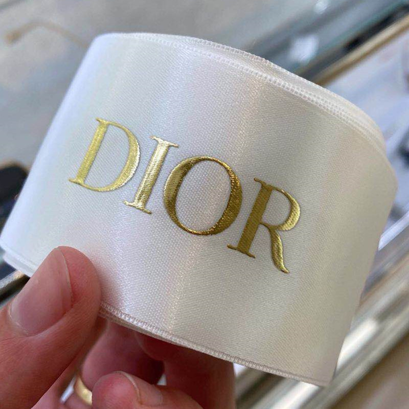 Wholesale custom personalized 100% polyester satin grosgrain 3d printing gold foil logo Christmas luxury ribbons for gift wrap