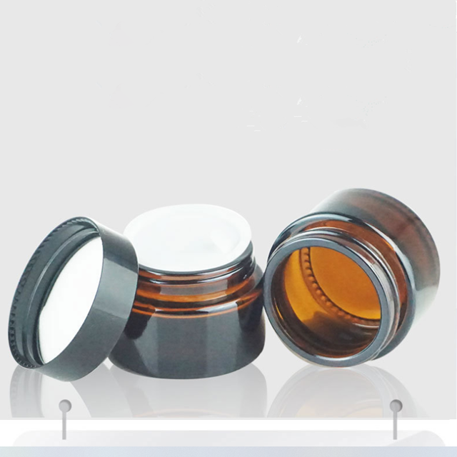 5g 10g 15g 20g 30g 50g 60g 100g 120g 240g Amber Glass Jar Cosmetics Empty Body Face Cream Glass Jar With Gold Lid