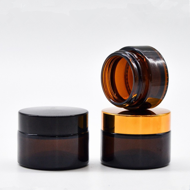 5g 10g 15g 20g 30g 50g 60g 100g 120g 240g Amber Glass Jar Cosmetics Empty Body Face Cream Glass Jar With Gold Lid