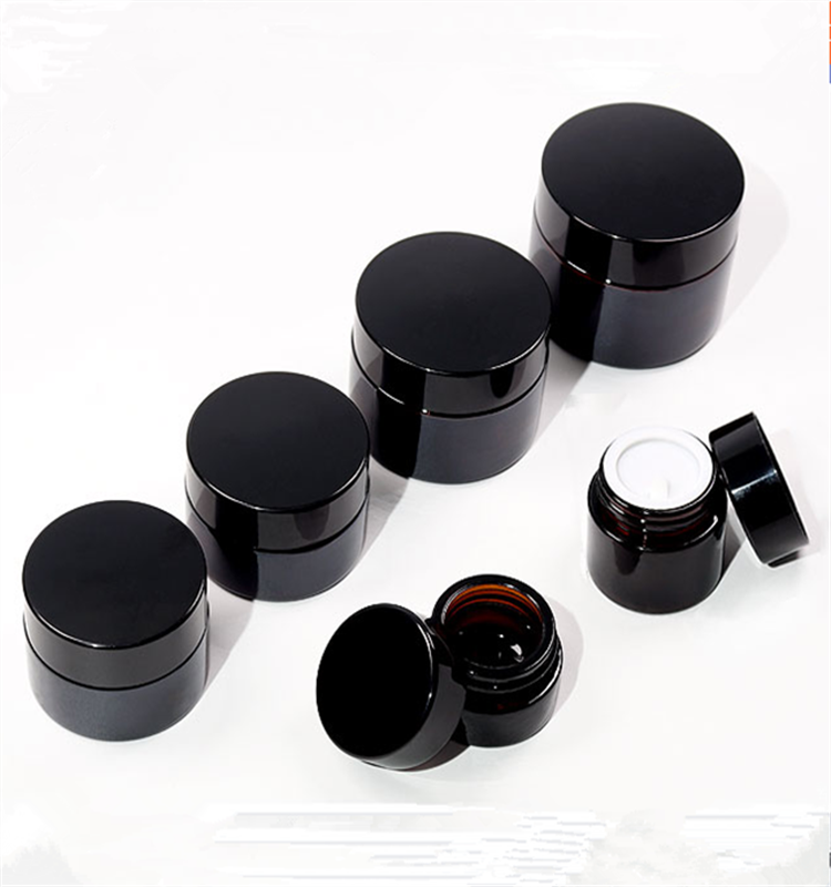 5g 10g 15g 20g 30g 50g 60g 100g 120g 240g Amber Glass Jar Cosmetics Empty Body Face Cream Glass Jar With Gold Lid