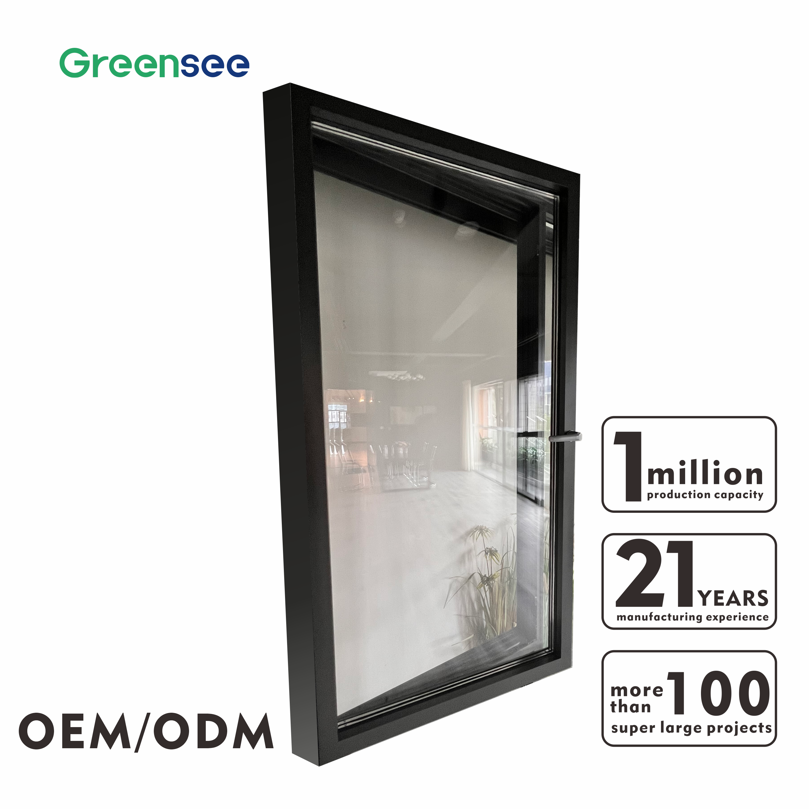 Greensee French Tilt Turns Residential Casement Window Aluminum  Fiberglass Tilt and Turn Window