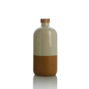 Wholesale Brown Green Color 250 ml 500 ml Ceramic Surface Decal Boston Shaped Olive Oil Gin Tequila Glass Bottle