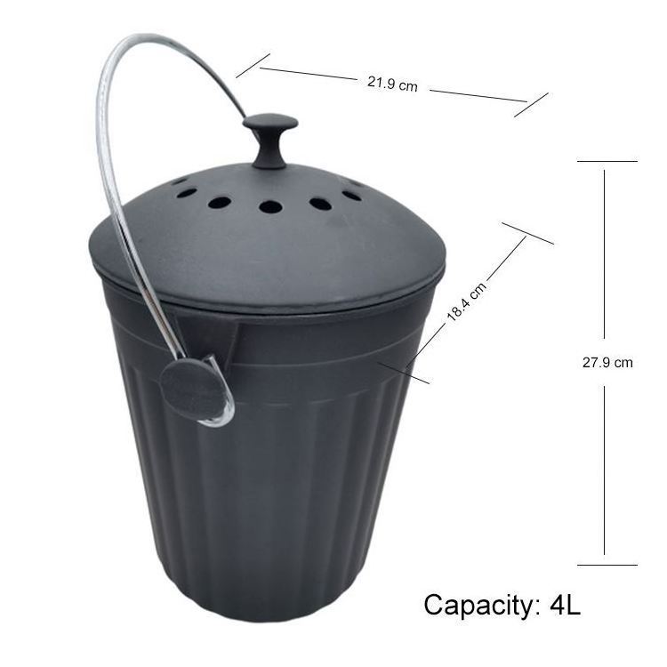 CS01-BF21085 Hot selling eco friendly stylish black high quality garbage kitchen table compost bin for kitchen countertop