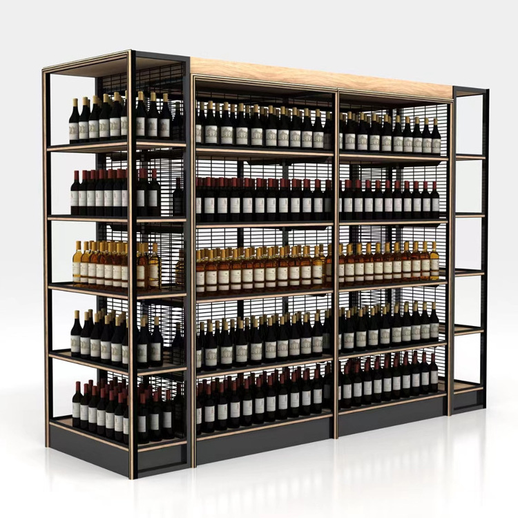 Supermarket shelves custom retail store liquor wine display stand rack