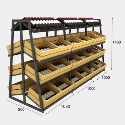 Wholesale Wine Whisky Store Fixture Bottle Storage Wooden Display Stand Metal Racks For Luxury Liquor Retail Shop