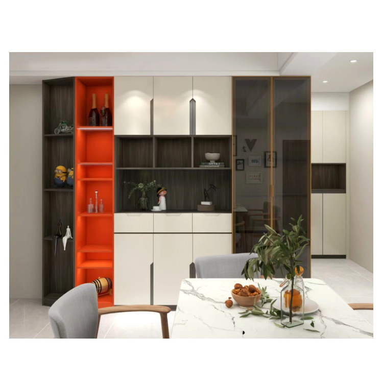 Solid wood storage sideboard cupboard vertical tall luxurious dining room cabinet