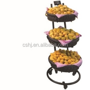 4 tiered mobile retail grocery metal portable supermarket vegetable and fruit display shelves