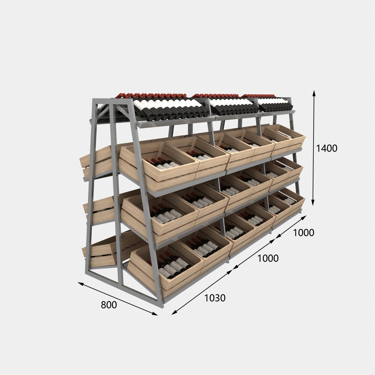 Wholesale Wine Whisky Store Fixture Bottle Storage Wooden Display Stand Metal Racks For Luxury Liquor Retail Shop