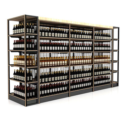 Supermarket shelves custom retail store liquor wine display stand rack