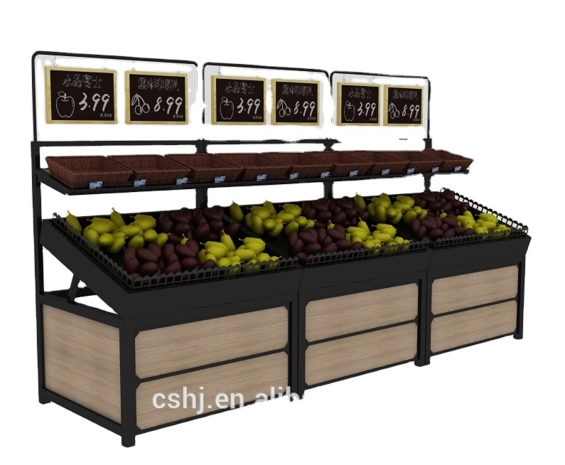 2 tier fruit and vegetable produce display rack shelves/fruit bin/ fruit rack