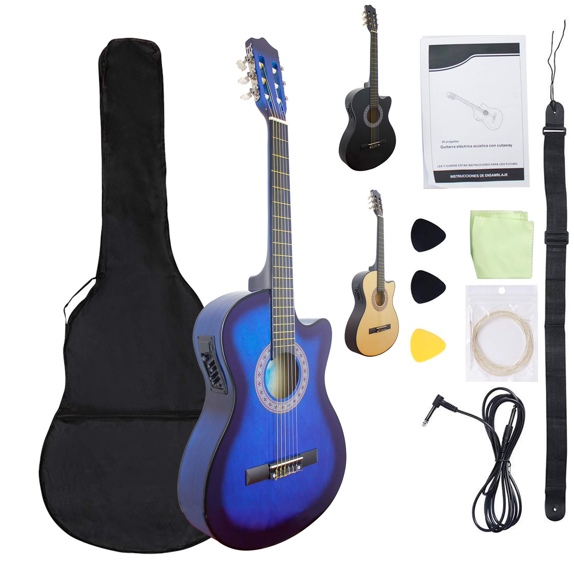 HUASHENG Music instrument custom wholesale 38 inch EQ Nylon string acoustic classic guitar