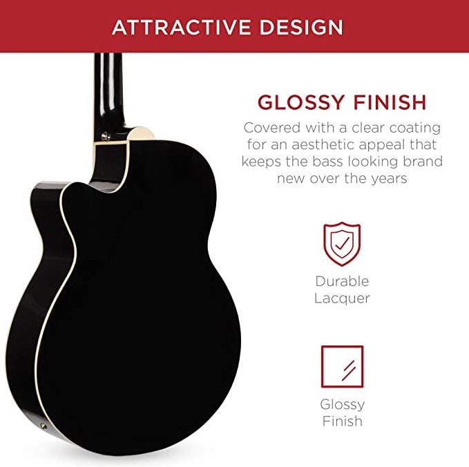 HUASHENG Full Size Electric Acoustic Bass 4 Strings Wooden Materials High Quality Guitar with a 4-band EQ-7545R Guitar Preamp