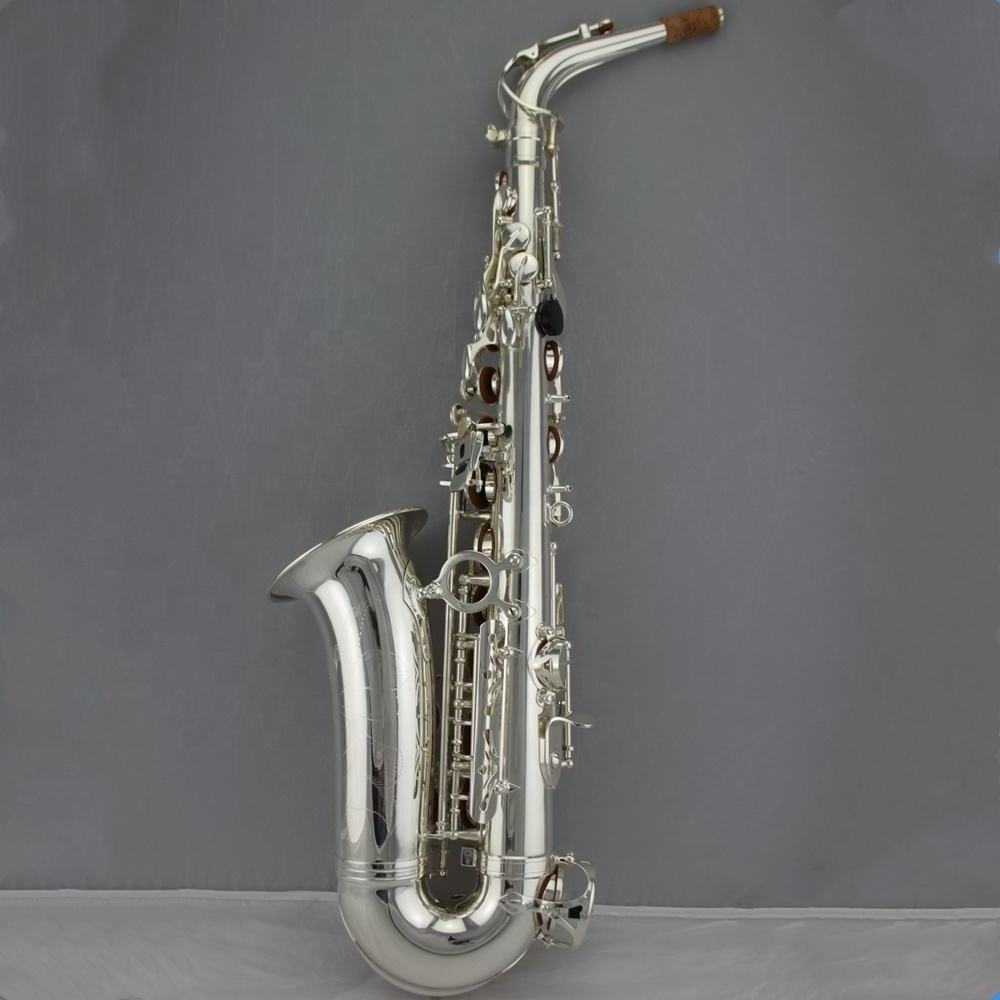 Factory Professional Eb Hand Engraving Silver Alto Electric Cheap Baritone Alt Saxophone Polster