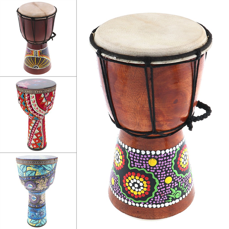 HUASHENG 4 / 6 / 8 Inch Djembe African Drum OEM ODM CUSTOM Wood Sheepskin ABS PVC High Quality Djembe African Drum