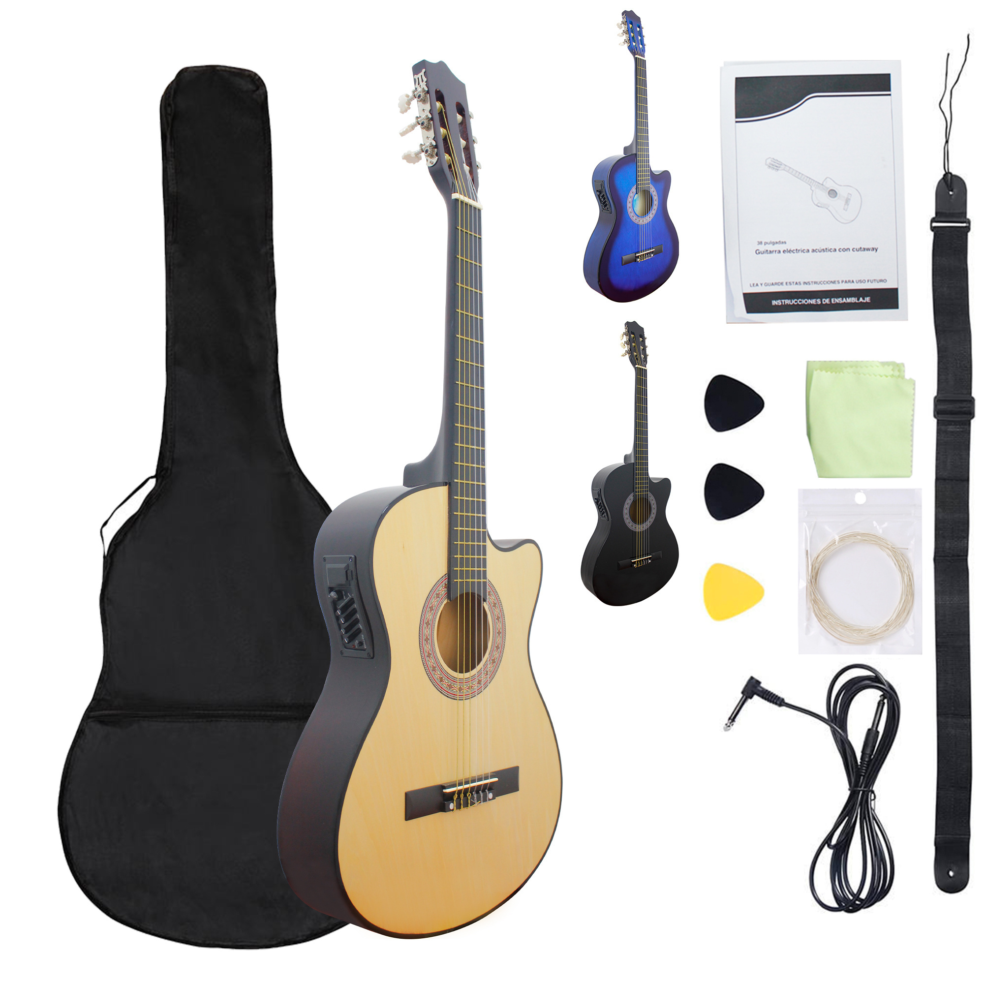 HUASHENG Music instrument custom wholesale 38 inch EQ Nylon string acoustic classic guitar