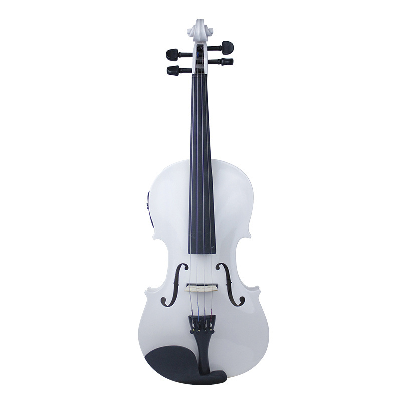 HUASHENG High Gloss White Electric Violin OEM ODM String Music Instrument Violin 4/4 for Beginner Professional