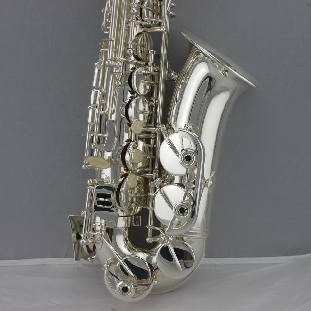 Factory Professional Eb Hand Engraving Silver Alto Electric Cheap Baritone Alt Saxophone Polster