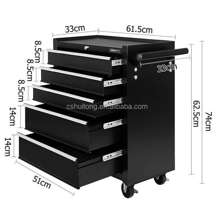 Professional 5 drawers Central Lock roller cabinet mechanic tool carts tool trolley on wheels