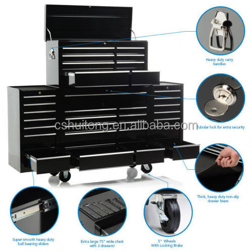 Heavy duty 42-Inch Roller Metal Tool Cabinet sets tool Chest two Side lockers with 33  Drawers