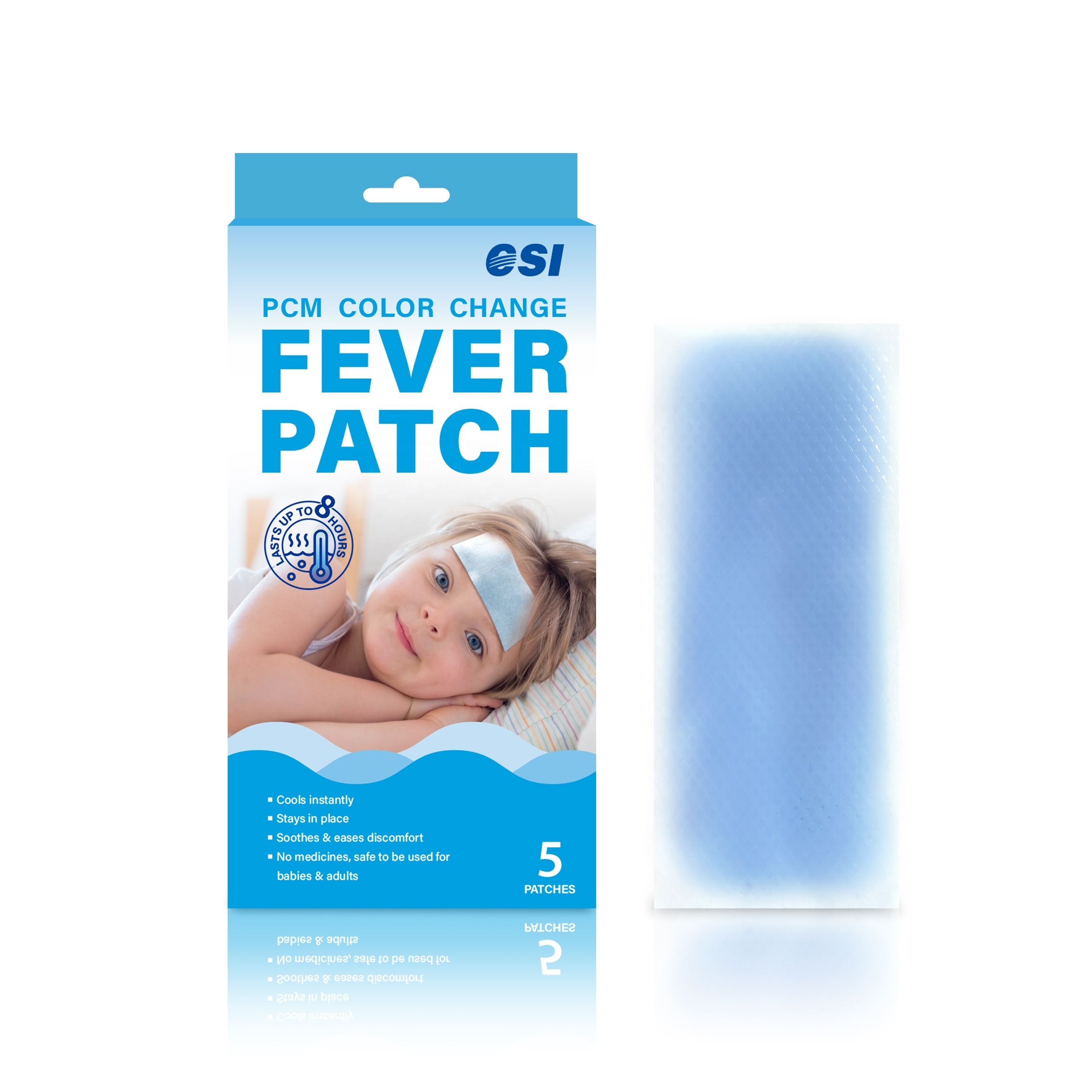 CSI Color Change Hydrogel Fever Discomfort Pain Relief Migraine Cooling Patch Fever Cooling Gel Pad