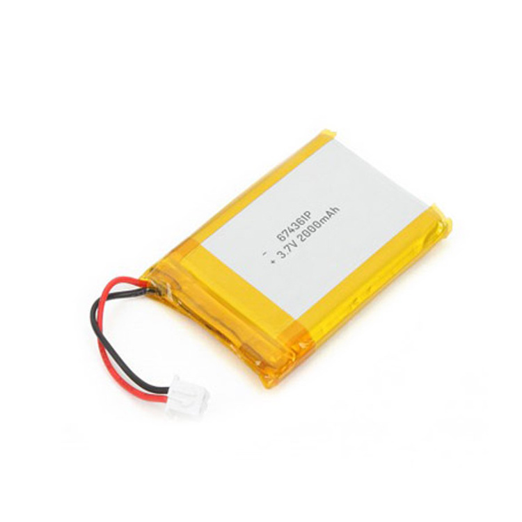 High capacity lipo battery 674361 2000mah 3.7v rechargeable lithium polymer battery