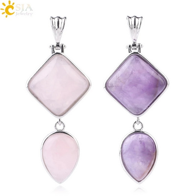 CSJA Wholesale Healing Crystal Quartz Scalar Energy Natural Stone Necklace Pendant Charms Jewelry Making F814