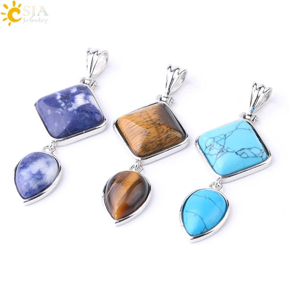 CSJA Wholesale Healing Crystal Quartz Scalar Energy Natural Stone Necklace Pendant Charms Jewelry Making F814