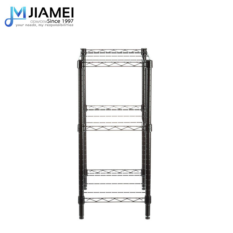 JIAMEI powder coating wire shelving 3 tier kitchen storage shelf small shelf organizer