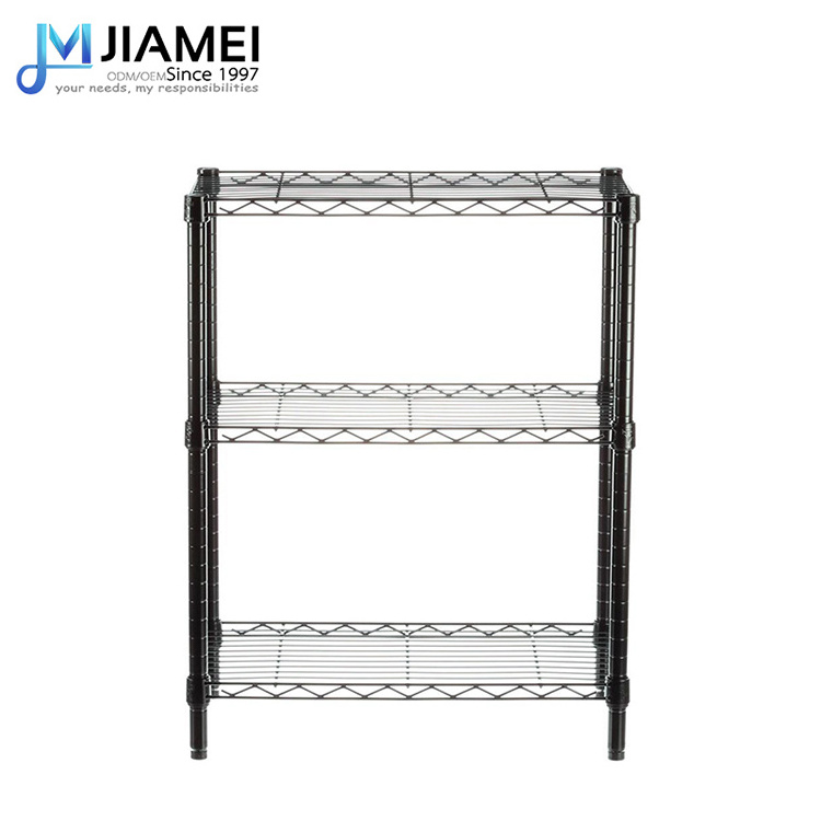 JIAMEI powder coating wire shelving 3 tier kitchen storage shelf small shelf organizer