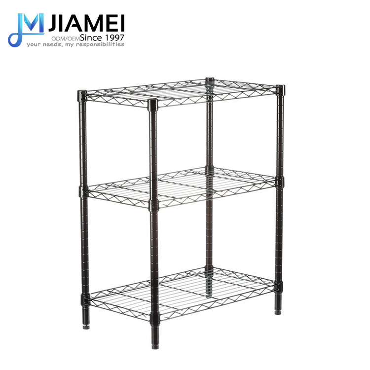 JIAMEI powder coating wire shelving 3 tier kitchen storage shelf small shelf organizer