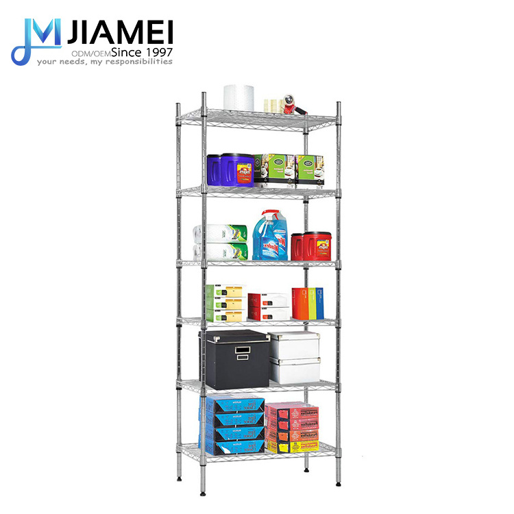 JIAMEI Heavy Duty 6 Tiers Chrome Steel Storage Wire Shelving