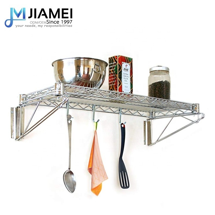 JIAMEI 4-Tier Wall Mounted Wire Shelving Kitchen Wall Shelves Closet Organizer