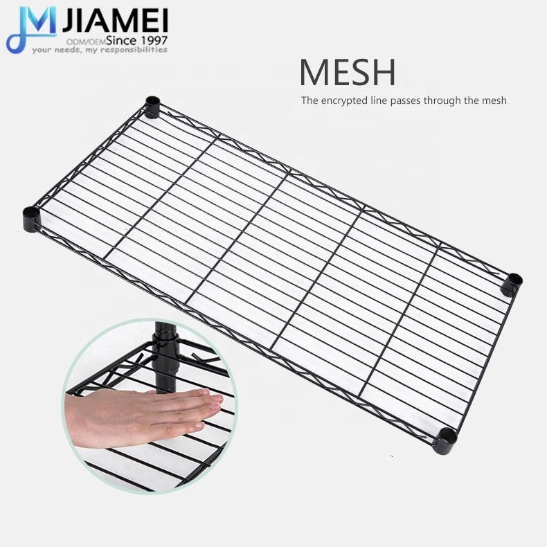 JIAMEI 6-Tier Black Heavy Duty Metal Wire Shelves On Wheels Home Furniture