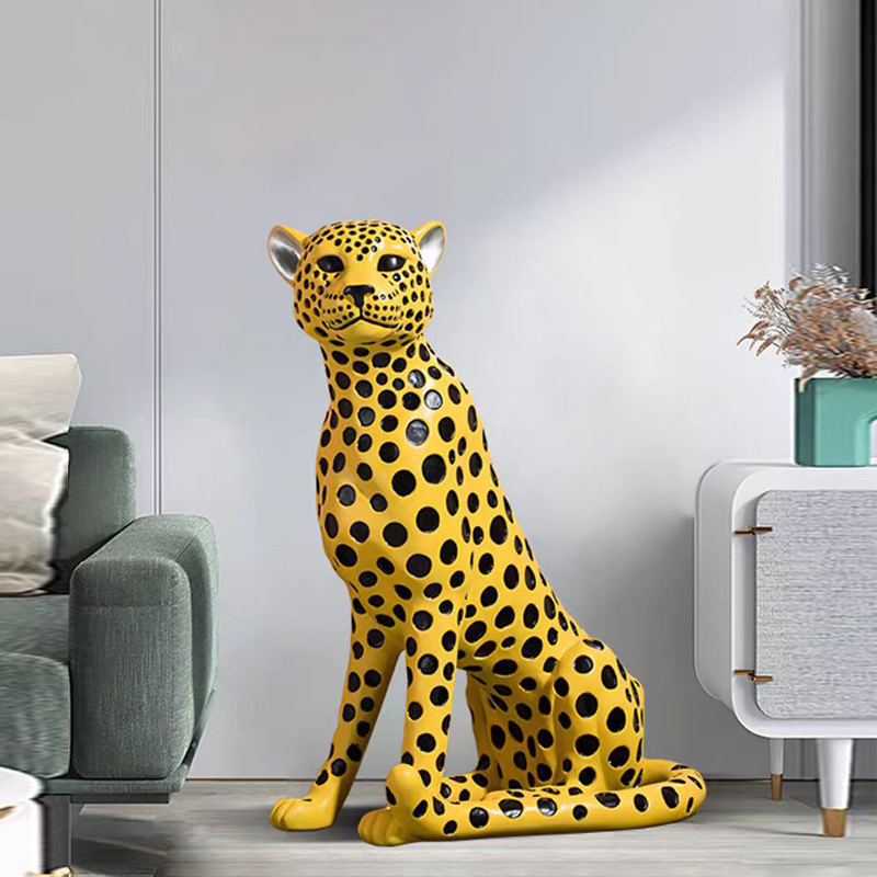 Ready to ship Modern design new pop art statue resin panther life size leopard statue for home &Garden Decoration