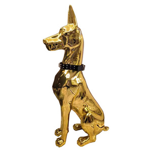 Factory customized high-quality fiberglass sculpture creative electroplating sculpture electroplating dog sculpture 75cm