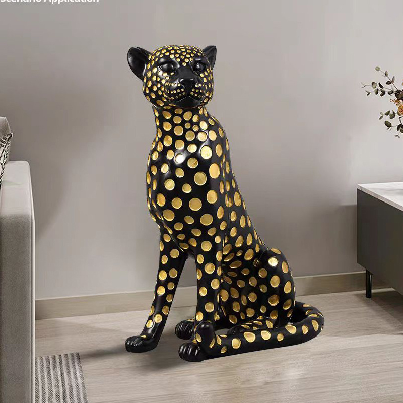 Ready to ship Modern design new pop art statue resin panther life size leopard statue for home &Garden Decoration