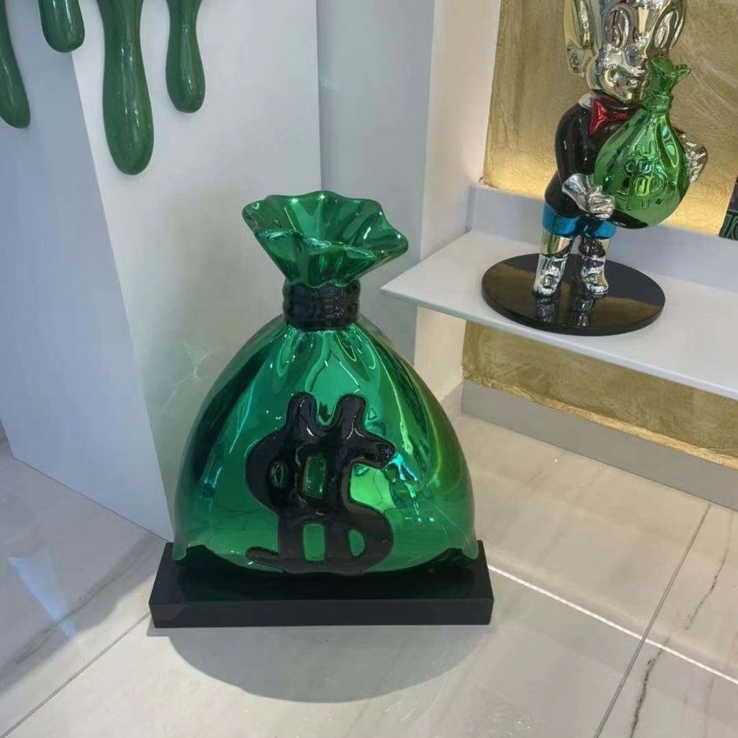 Creative Customized Money bag  Pop Art Statues Home Decor Modern Resin Sculpture  Crafts And Arts For Gifts