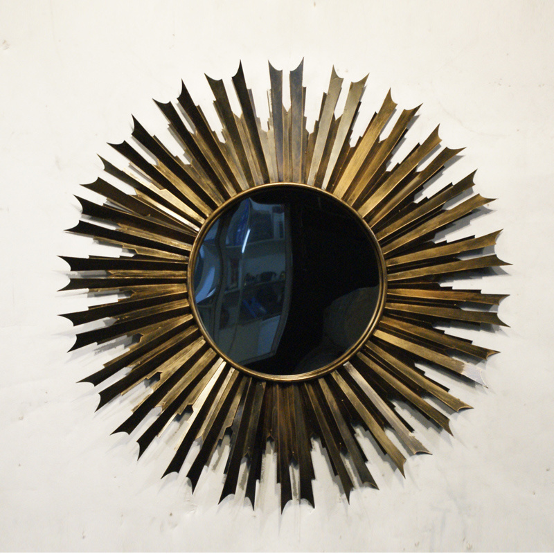 China factory Industrial Gold antique decorative wall mirrors for home hotel wall arts ornaments metal crafts