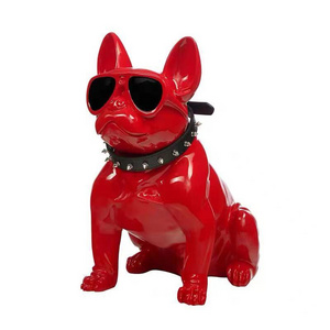 Wholesale Graffiti office Ornament High quality resin crafts French dog statue for home decor