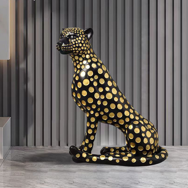 Ready to ship Modern design new pop art statue resin panther life size leopard statue for home &Garden Decoration