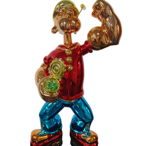 Wholesale plating electroplating custom color pop Art Sculpture 60cm duck 40CM Popeye Decoration Popeye Statues diy home deco